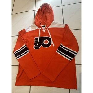 Philadelphia Flyers NHL Jersey Laced Hoodie Lace Up Sweatshirt Men's Sz XL 26x30